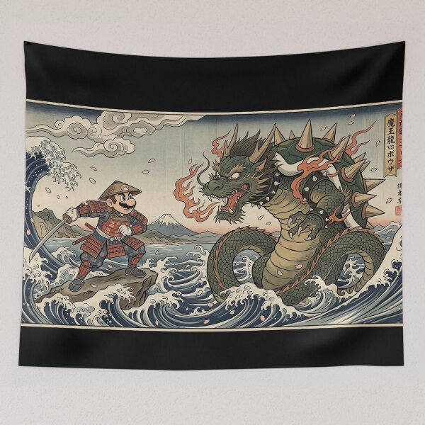 Item preview, Ukiyo-e Epic Duel - Mario vs Bowser designed and sold by conamor-bymel.