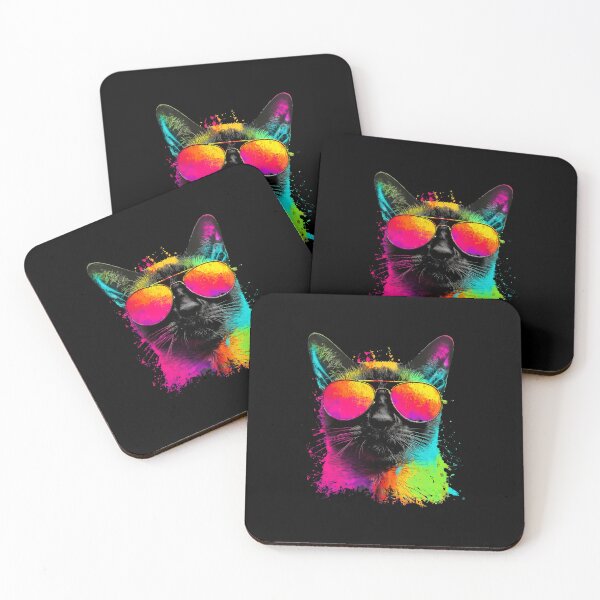 Item preview, Cool Cat Aviator Sunglasses Neon Paint Splatter designed and sold by OlyvieArt.