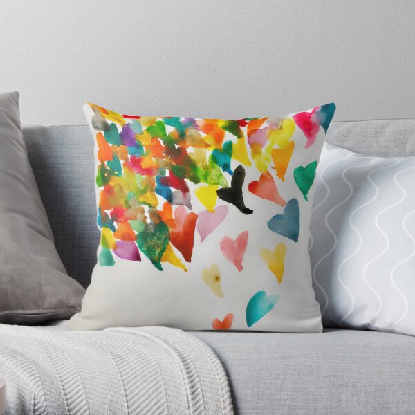 Raining Hearts Throw Pillow