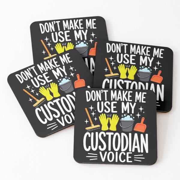 Item preview, custodian voice funny cleaning slogan with gloves and mop designed and sold by ROUX-ART.
