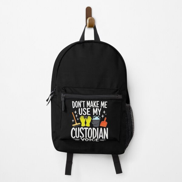 Item preview, custodian voice funny cleaning slogan with gloves and mop designed and sold by ROUX-ART.