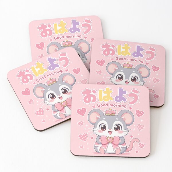 Item preview, Chibi Fancy Rat Japanese 'Good morning' design cute kawaii designed and sold by Vintage Designs +.