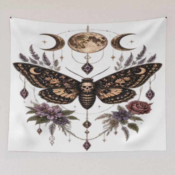 Item preview, Mystical Skull Moth – Witchcore Moon & Dark Botanicals designed and sold by Losthope Creations.