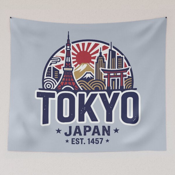Item preview, Vintage Tokyo Japan Skyline & Mount Fuji Crest designed and sold by Amir Faysal.