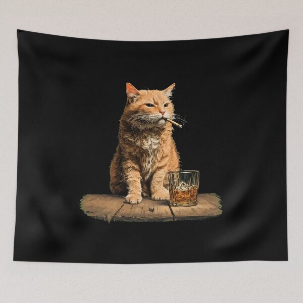 Item preview, Cool Smoking Cat with Whiskey Art designed and sold by OlyvieArt.