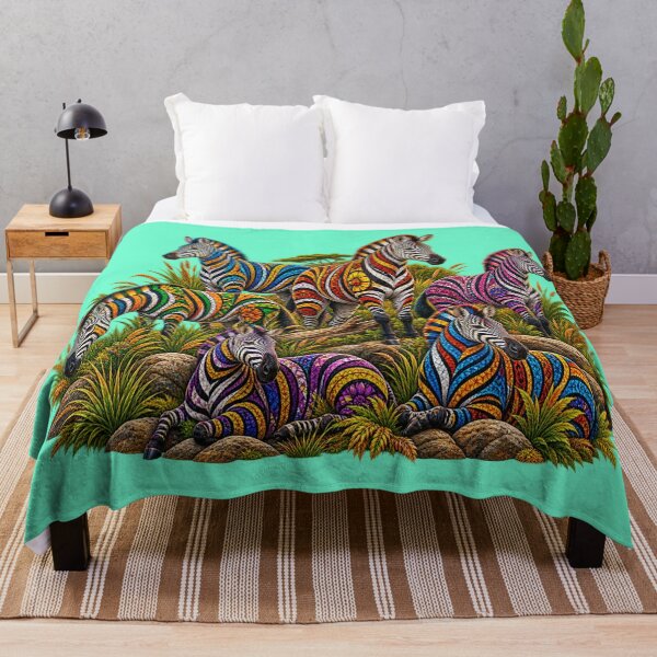 Item preview, Vintage African Zebra Herd – Colorful Tribal Safari Wildlife designed and sold by Awarrie.
