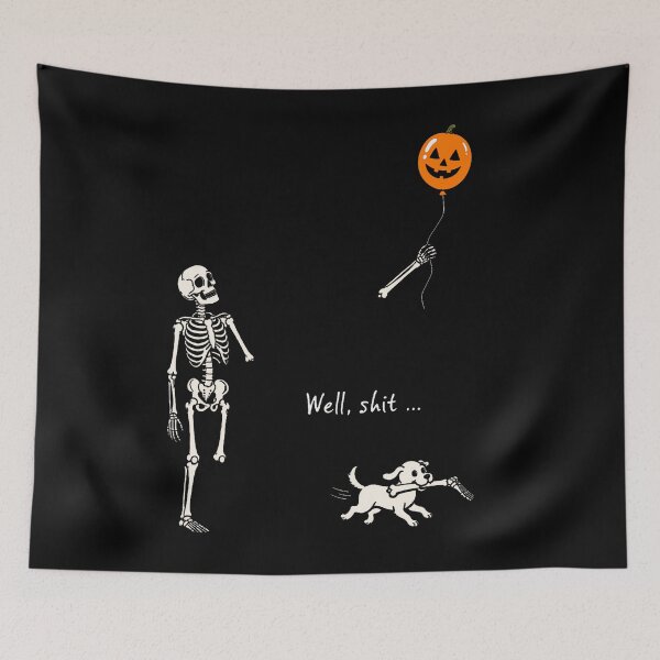 Item preview, Well Shit Skeleton Lost Balloon Pumpkin Dog Halloween designed and sold by Khescoiu.