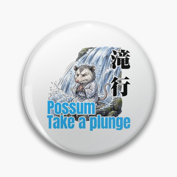 Item preview, Possum Take a Plunge – Funny Waterfall Meditation Japanese Taki Gyo Design designed and sold by LOVEARTDESIGN.