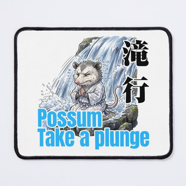 Item preview, Possum Take a Plunge – Funny Waterfall Meditation Japanese Taki Gyo Design designed and sold by LOVEARTDESIGN.