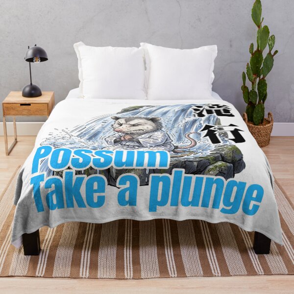 Item preview, Possum Take a Plunge – Funny Waterfall Meditation Japanese Taki Gyo Design designed and sold by LOVEARTDESIGN.