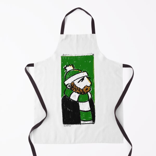 Item preview, Classic Football Fan Illustration | Footy Terrace Supporter | Green $ White Scarf designed and sold by GWARTGB.