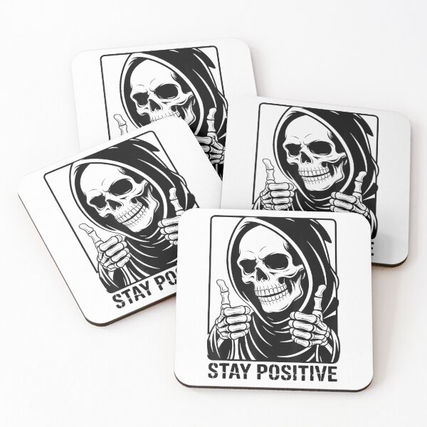 Item preview, Skull Stay Positive Skeleton Halloween Motivational T-Shirt designed and sold by KTY-NUSS.