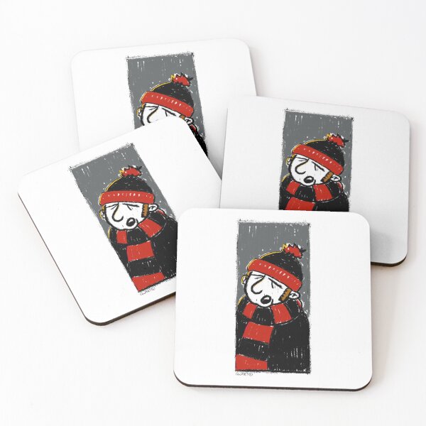 Item preview, Ilustración clásica de un aficionado al fútbol | Seguidor en la grada | Bufanda roja y negra designed and sold by GWARTGB.