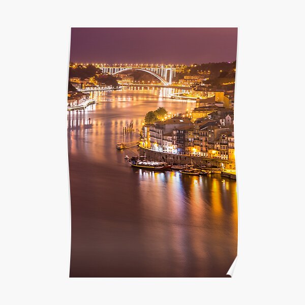 Porto at night Portugal Poster