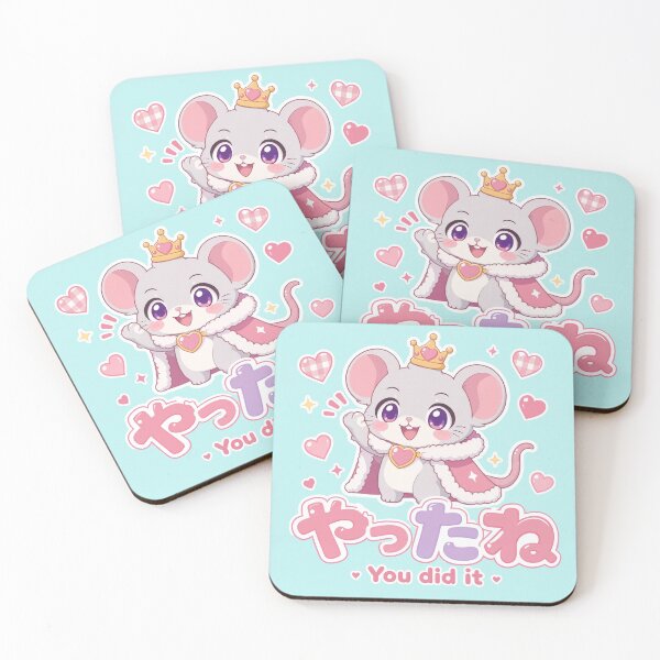 Item preview, Chibi Fancy Rat Japanese 'You did it!' design cute kawaii designed and sold by Vintage Designs +.