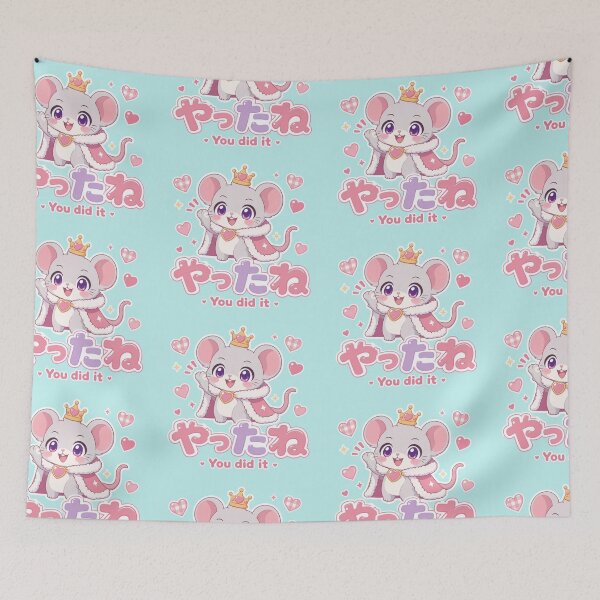 Item preview, Chibi Fancy Rat Japanese 'You did it!' design cute kawaii designed and sold by Vintage Designs +.