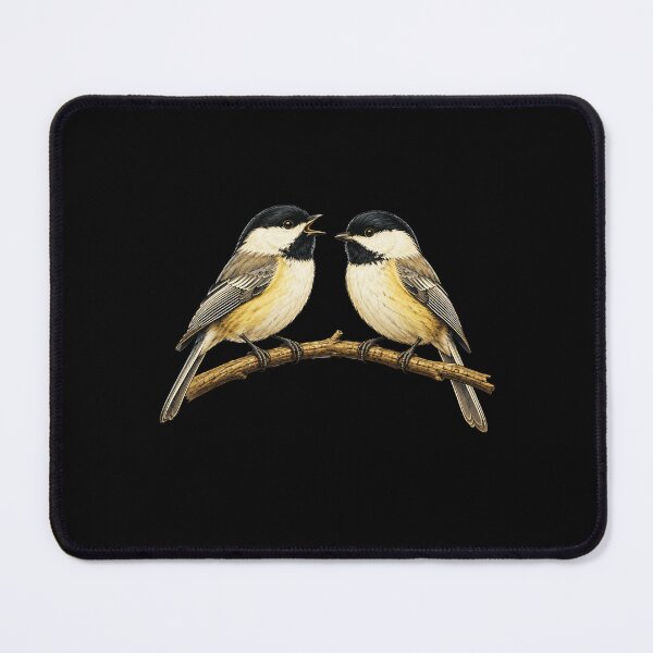 Item preview, Chickadee Birds on Branch Nature Wildlife Illustration designed and sold by ROUX-ART.