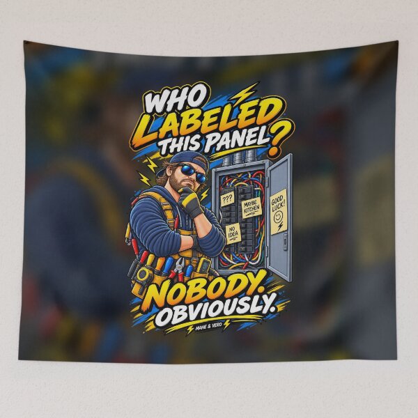 Item preview, Who Labeled This Panel – Electrician Humor designed and sold by Qenlo.
