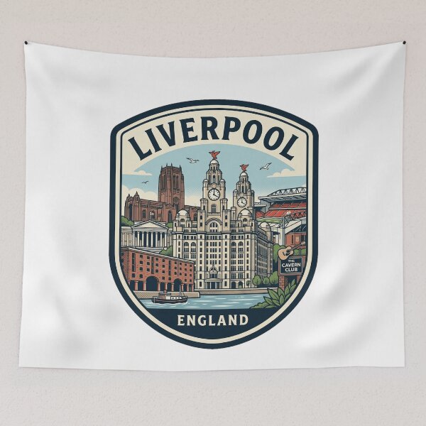 Item preview, Vintage Liverpool England Skyline Travel Badge designed and sold by k3rstman1.