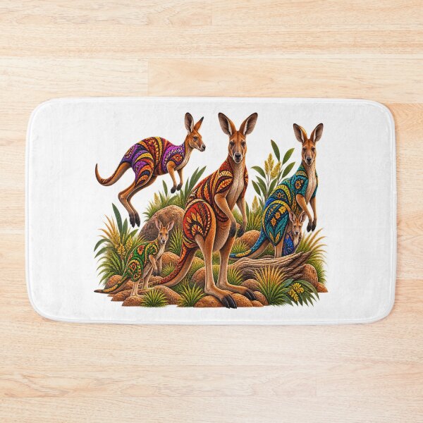 Item preview, Vintage Australian Kangaroo Family – Colorful Aboriginal Inspired Wildlife designed and sold by Awarrie.