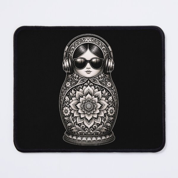 Item preview, Mandala Ornamental Doll with Headphones and Sunglasses designed and sold by ROUX-ART.