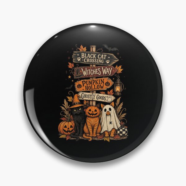 Item preview, Black Cat Crossing Vintage Halloween Pumpkin Cats designed and sold by puzchresta.