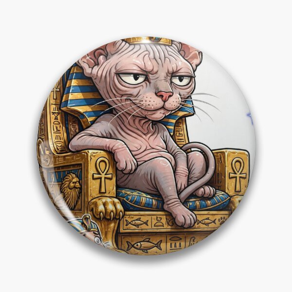 Item preview,  Cat-Khufu - Smug Sphynx Pharaoh on Throne with Neon Hieroglyphs designed and sold by Csaba1983.