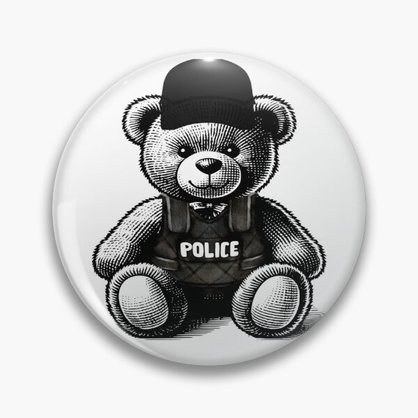 Item preview, Tactical Police Teddy Bear - Vintage Line Art Cop designed and sold by KTD28_SHOP.