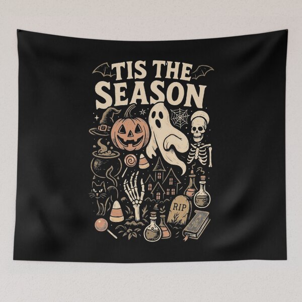 Item preview, Tis The Season Ghost Pumpkin Skeleton Vintage Halloween designed and sold by puzchresta.