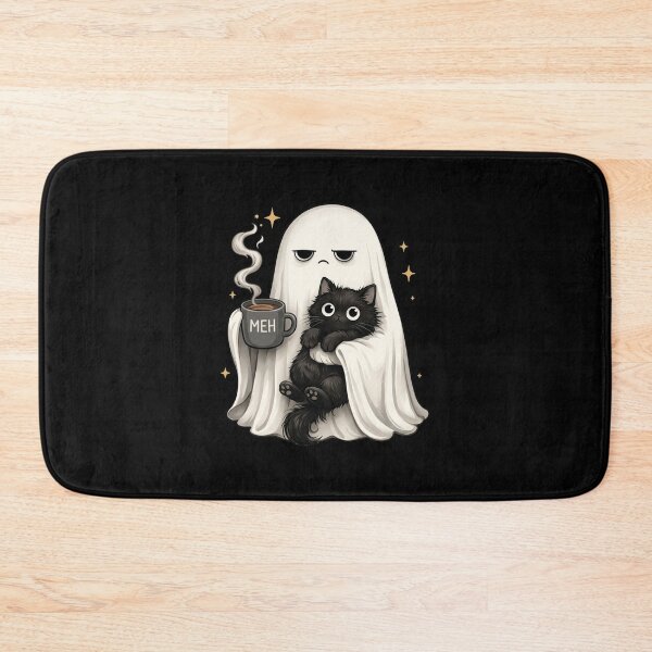 Item preview, Meh Coffee Ghost Black Cat Funny Halloween Cute Spooky designed and sold by puzchresta.