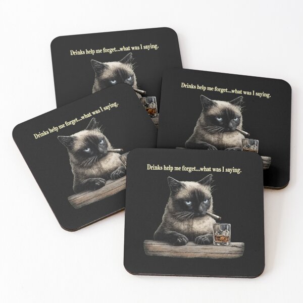 Item preview, Funny Cat Drinks Forget What Was Saying designed and sold by OlyvieArt.