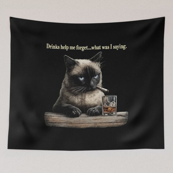 Item preview, Funny Cat Drinks Forget What Was Saying designed and sold by OlyvieArt.