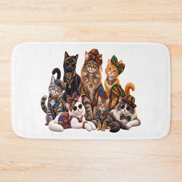 Item preview, Vintage African Print Cats – Colorful Fashionable Cat Family designed and sold by Awarrie.