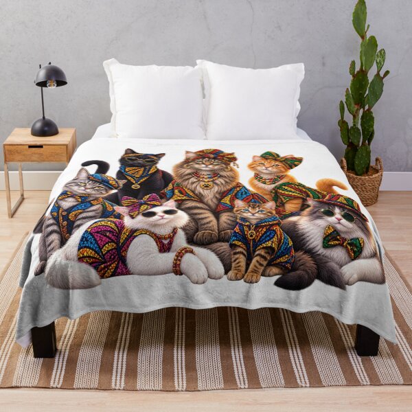 Artikelvorschau, Vintage African Print Cats – Colorful Fashionable Cat Family entworfen und verkauft von Awarrie.