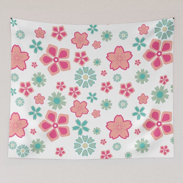 Item preview, Cute pink and teal flower seamless pattern designed and sold by prapapon.