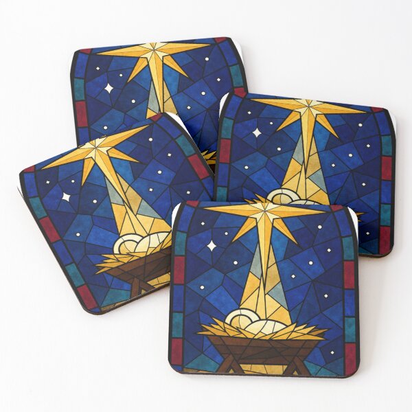 Item preview, Nativity scene Hope Was Born at Night Church window designed and sold by BoosterShop.