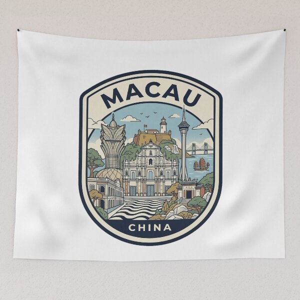 Item preview, Macau China Travel Emblem Skyline Illustration designed and sold by k3rstman1.