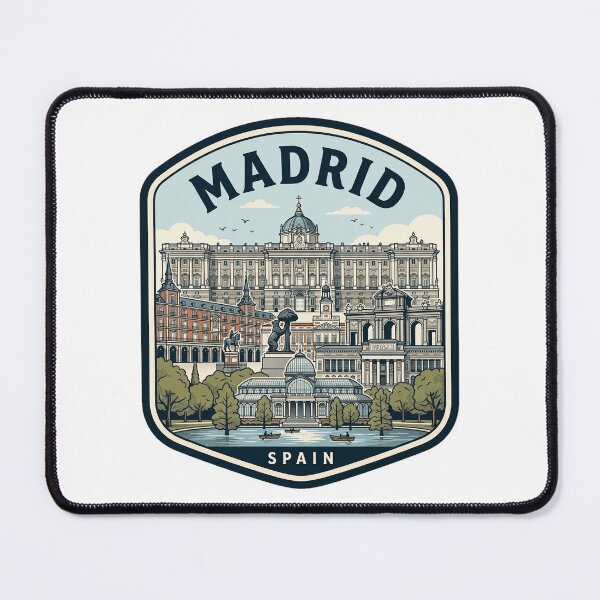 Item preview, Madrid Spain Vintage Travel Badge Landmark Illustration designed and sold by k3rstman1.
