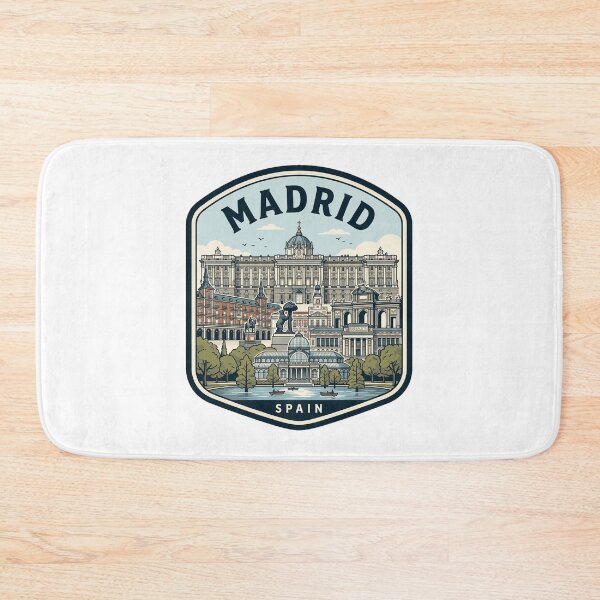 Item preview, Madrid Spain Vintage Travel Badge Landmark Illustration designed and sold by k3rstman1.