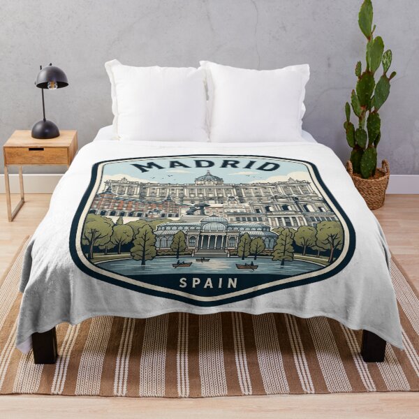 Item preview, Madrid Spain Vintage Travel Badge Landmark Illustration designed and sold by k3rstman1.