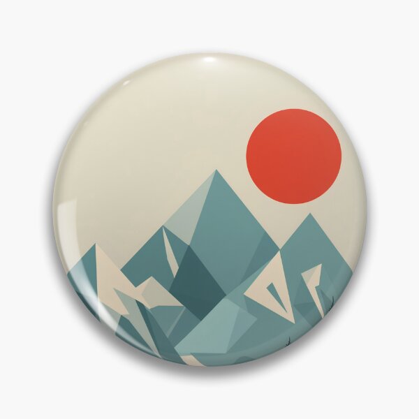 Item preview, Geometric Alpine Mountain Red Sun Vintage Forest Art designed and sold by mijaczeek.