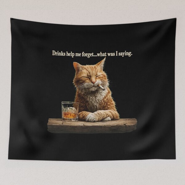 Item preview, Funny Cat Drinks Forget What Was Saying designed and sold by OlyvieArt.