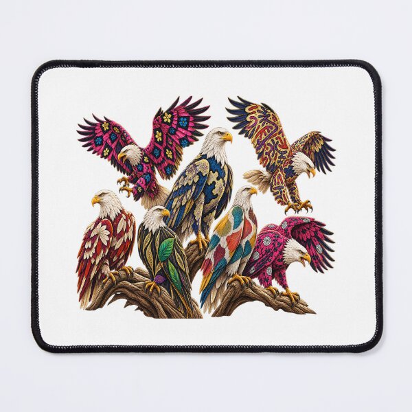 Item preview, Vintage African Print Eagles – Colorful Majestic Eagle Wildlife Art designed and sold by Awarrie.