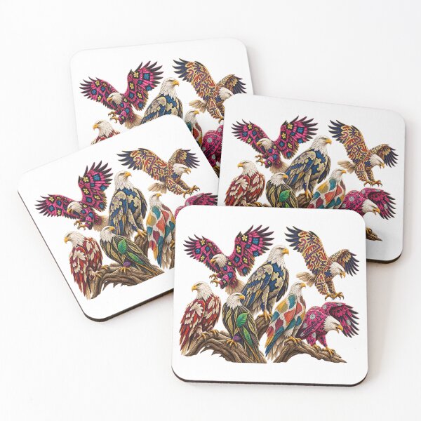Item preview, Vintage African Print Eagles – Colorful Majestic Eagle Wildlife Art designed and sold by Awarrie.