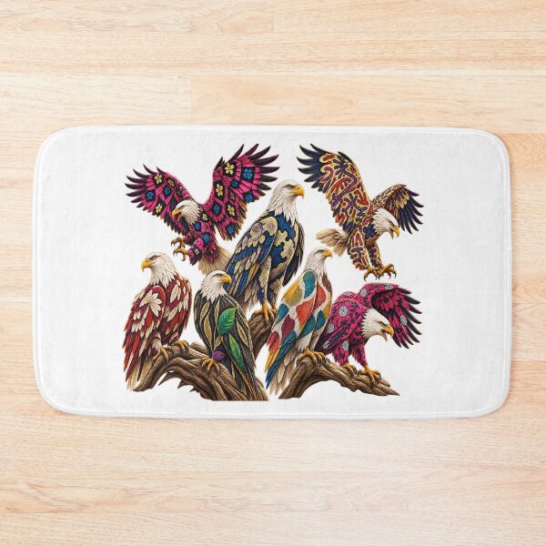 Item preview, Vintage African Print Eagles – Colorful Majestic Eagle Wildlife Art designed and sold by Awarrie.