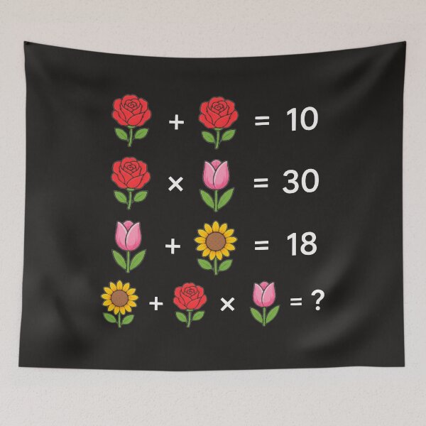 Item preview, Flower Math Equations Brain Teaser Puzzle on Black Shapes Mania designed and sold by Shapes-Mania.