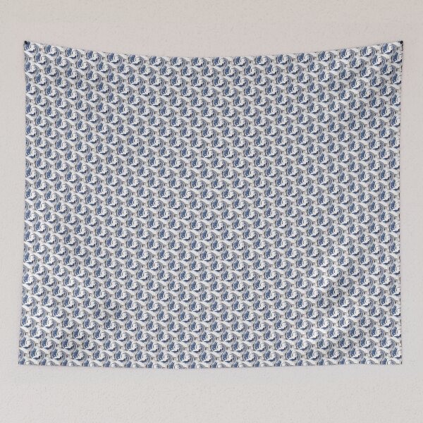 Item preview, Retro Circle Swirl in White and Blue designed and sold by Artistestella.