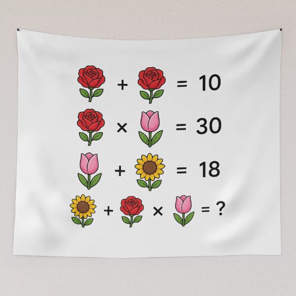Item preview, Flower Math Equations Brain Teaser Puzzle on White Shapes Mania designed and sold by Shapes-Mania.