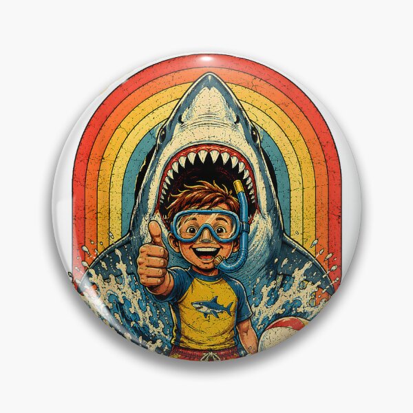 Item preview, Stay Positive Funny Shark 80s Retro Distressed Motivational T-Shirt designed and sold by KTY-NUSS.