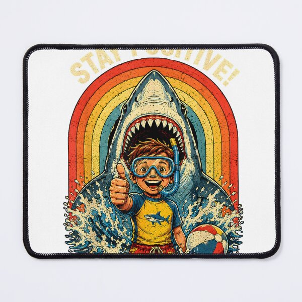 Item preview, Stay Positive Funny Shark 80s Retro Distressed Motivational T-Shirt designed and sold by KTY-NUSS.